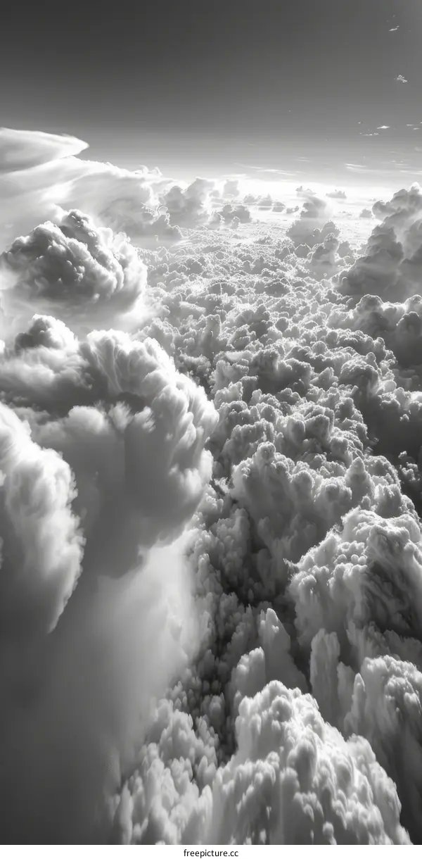 black and white photography of clouds from airplane window