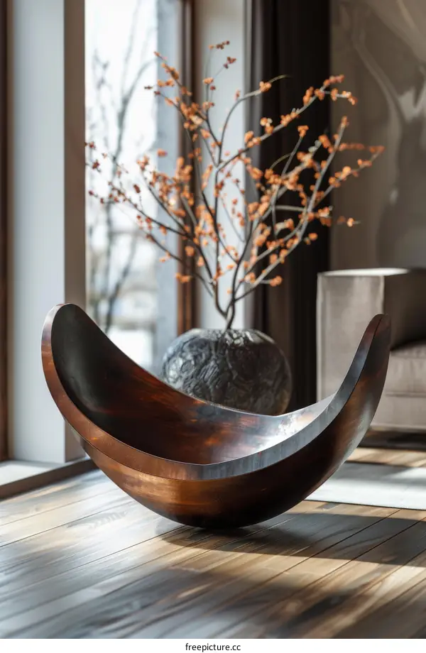 Wooden Bowl Sculpture in Modern Interior Design