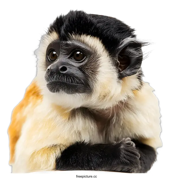 [Transparent Background PNG]Close Up Portrait of a White Faced Saki Monkey