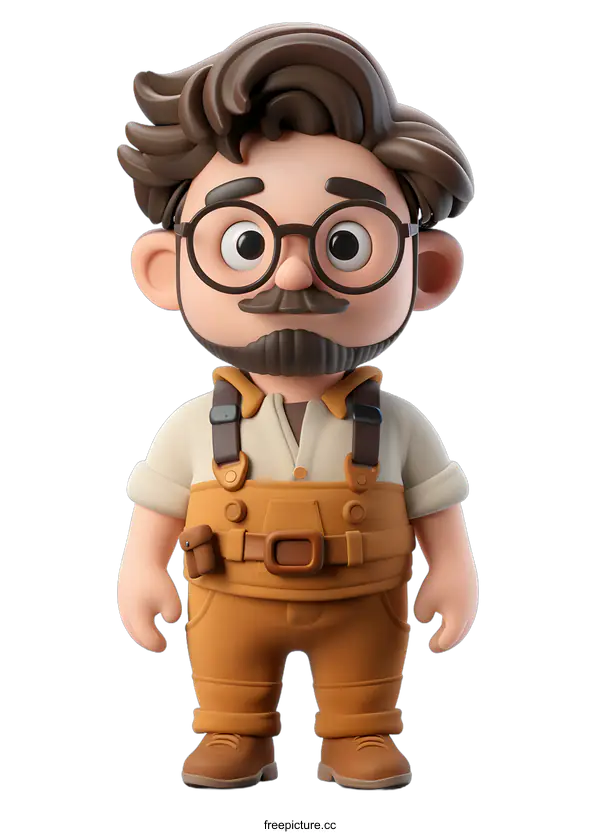 [Transparent Background PNG]3d cartoon character construction worker