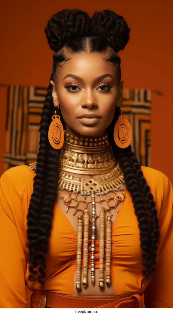 portrait of a beautiful african woman wearing traditional clothing