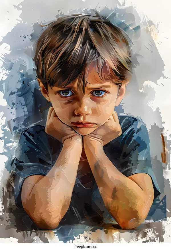 Portrait of a boy with brown hair and blue eyes