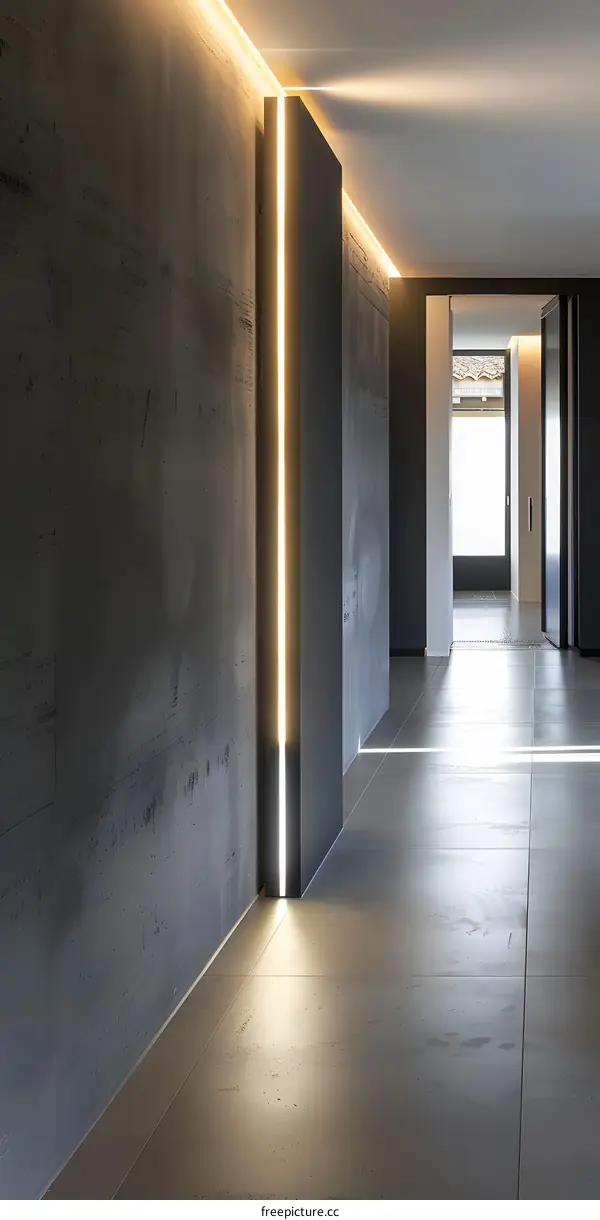 Modern Minimalist Interior Design Hallway With Led Lights