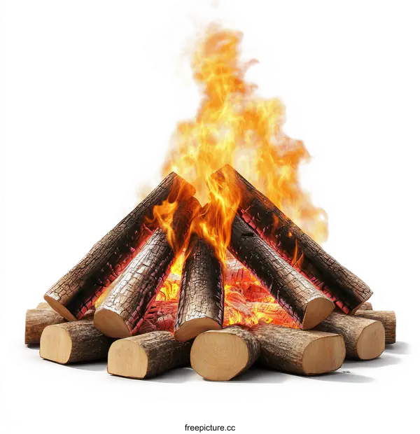 [Transparent Background PNG]Burning Campfire with Logs