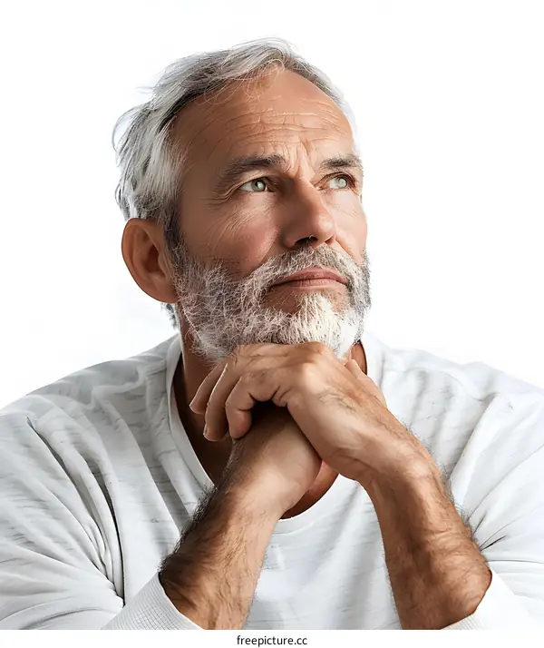 portrait of a thoughtful senior man looking away