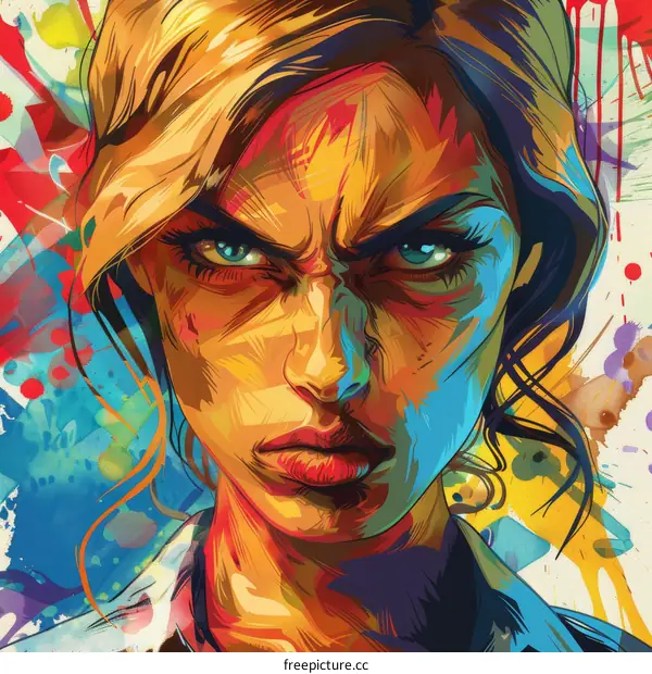 colorful portrait of a blonde woman