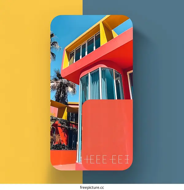 Modern Architecture with Colorful Walls and Windows