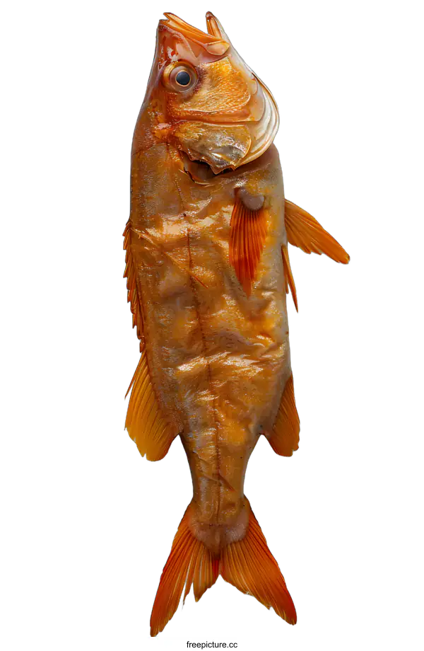 [Transparent Background PNG]Whole Grilled Golden Fish on White Background