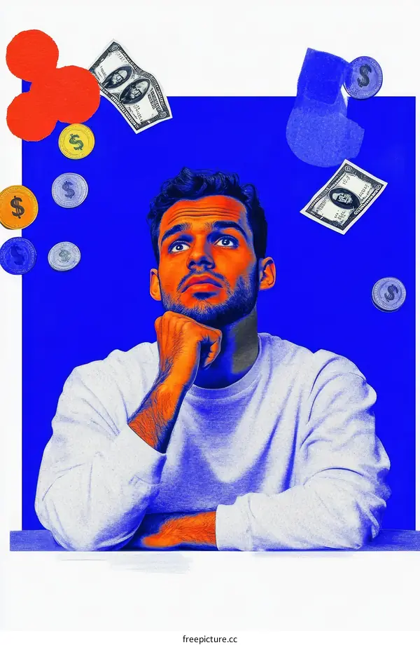 Thoughtful Man Pondering Money