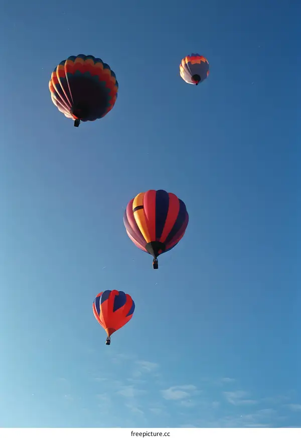 Colorful Hot Air Balloons Floating In The Blue Sky