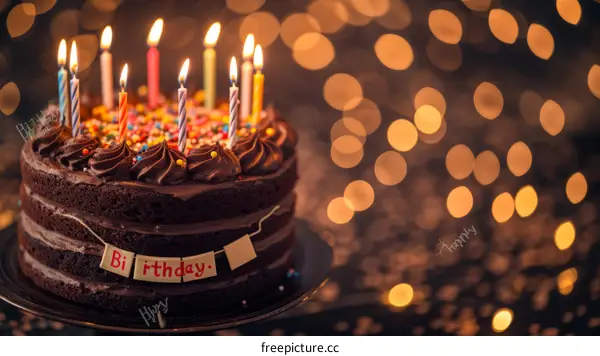 Scrumptious Birthday Chocolate Cake with Candles