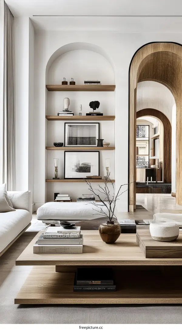 Modern Minimalist Living Room with Wooden Furniture