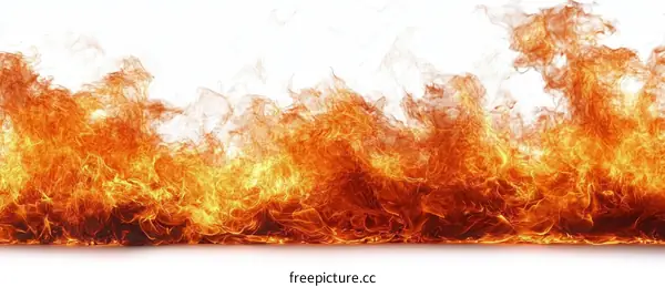 Fiery Flames Against White Background