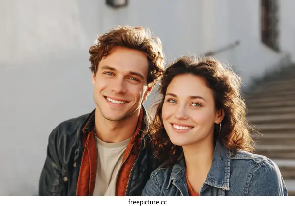 Smiling Couple Outdoor Portrait