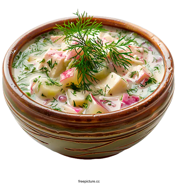 [Transparent Background PNG]A bowl of okroshka, a cold Russian soup
