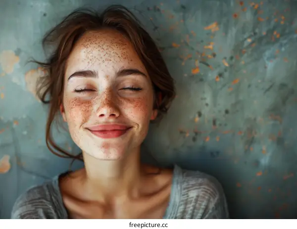 Close Up Portrait of a Woman with Freckles