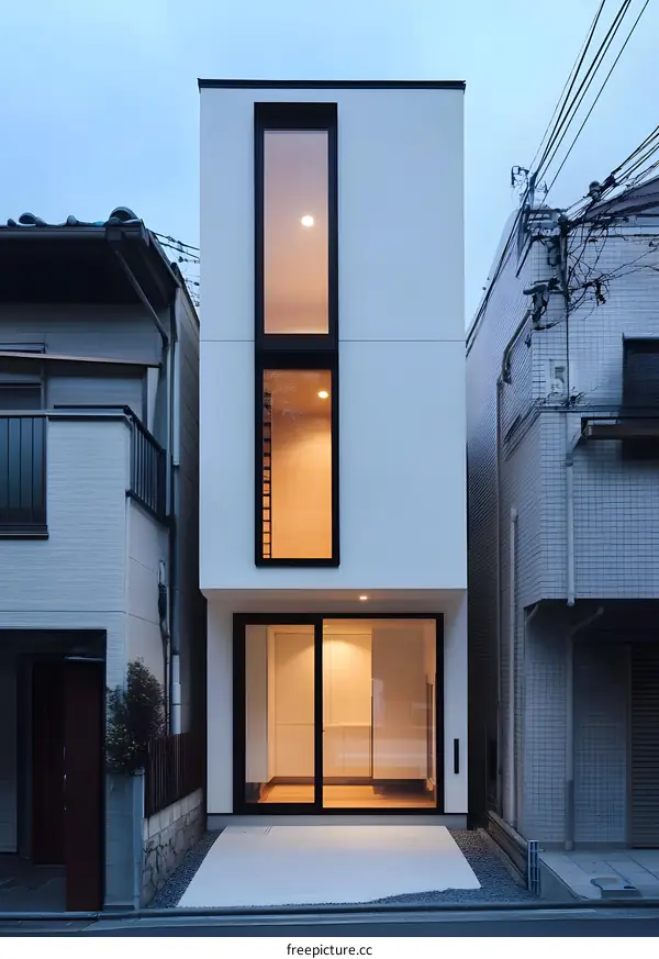 Modern Minimalist White House With Large Windows