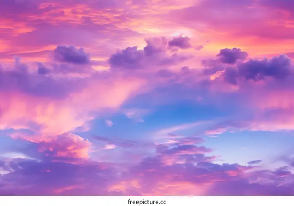 A Vivid Sunset Sky with Pink and Purple Clouds