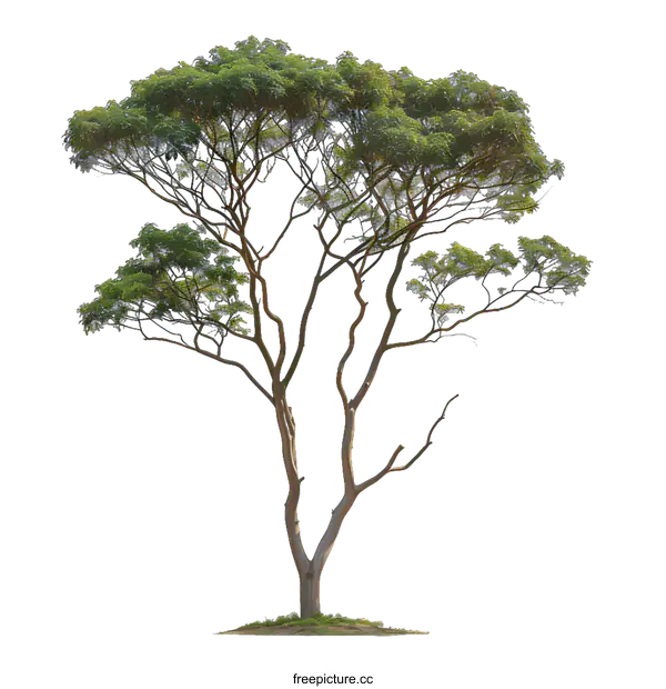 [Transparent Background PNG]Isolated Tree with Green Leaves on White Background