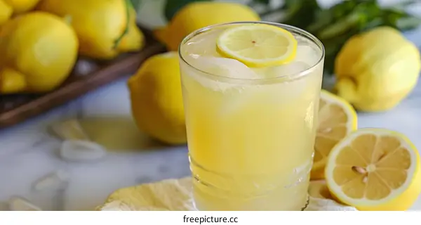 Glass of Lemonade with Fresh Lemons