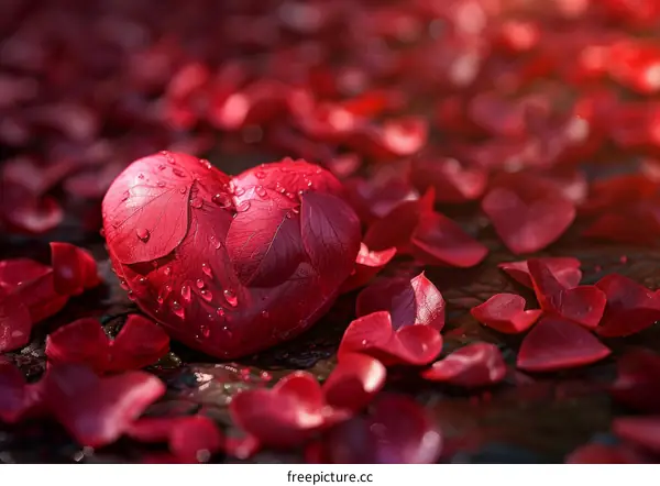 Heart Symbol Made from Red Autumn Leaves