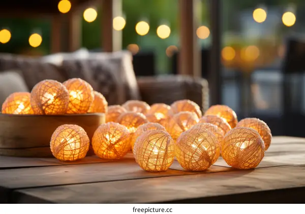 Decorative cotton ball string lights for outdoor and indoor use