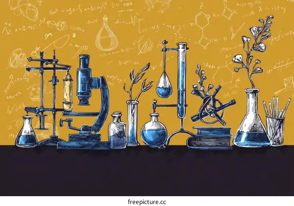 Vintage Science Lab Instruments Illustration