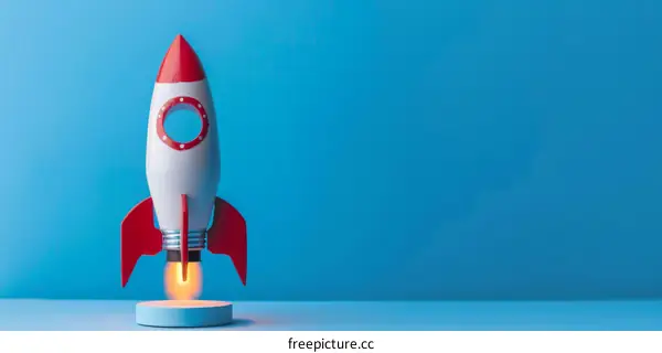 Red and White Toy Rocket Launch