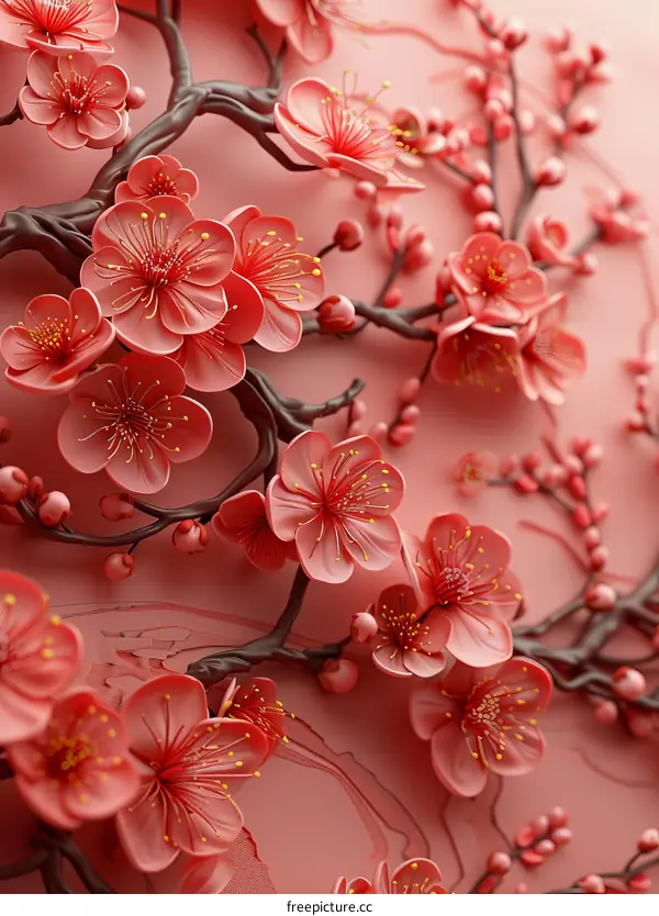 3D Artistic Cherry Blossom Wall Decor