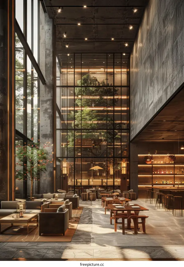 Modern Industrial Style Lobby Lounge Design