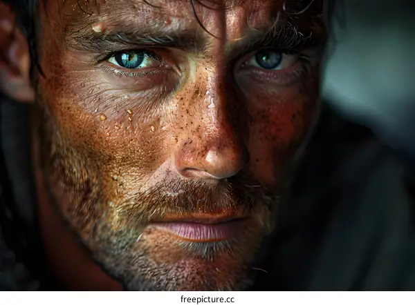 Portrait of a man with blue eyes