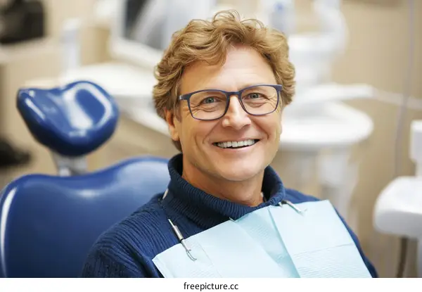 Smiling Caucasian Man at Dental Office