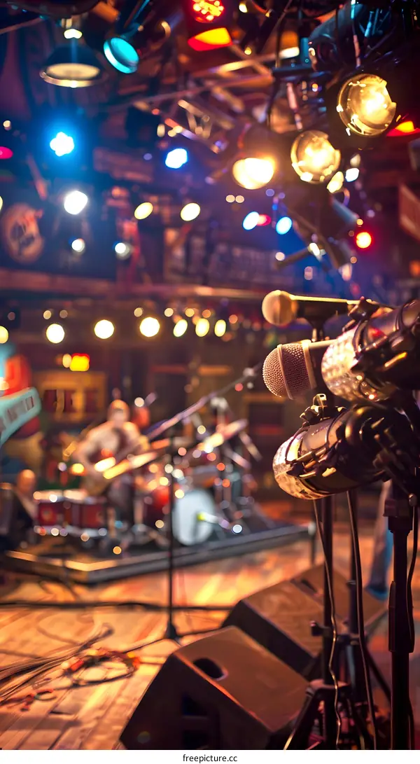 Concert Stage Setup With Microphones