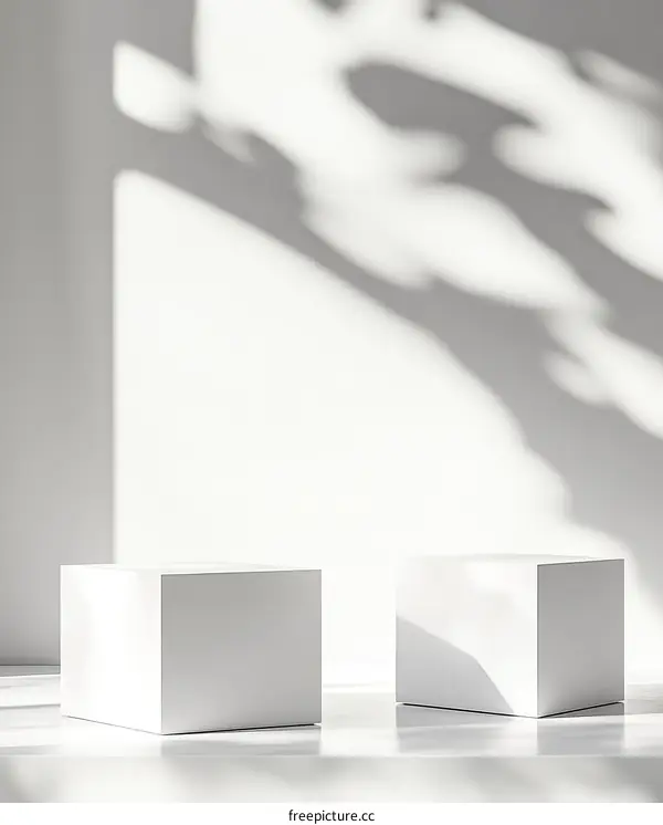 White Cubes Product Display Background with Shadows