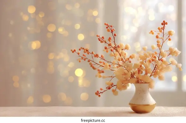 Winter Arrangement in Vase with Soft Lighting