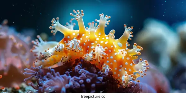 A Colorful Sea Anemone Sways Gracefully in the Gentle Ocean Current