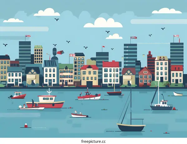 Cityscape with Boats on the River