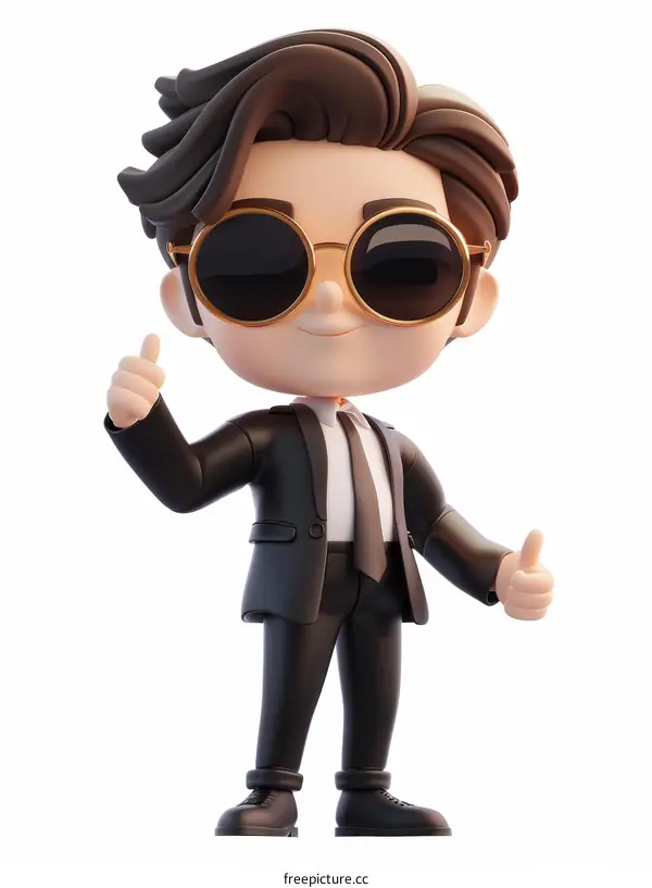 3D Businessman thumbs up in approval