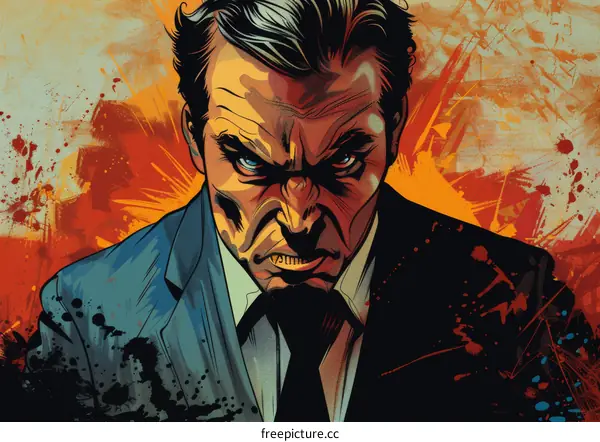 A man with a stern expression on his face