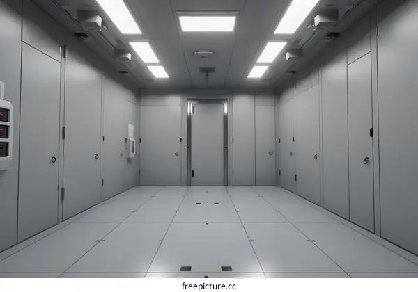 Grey Room with Doors and Lights