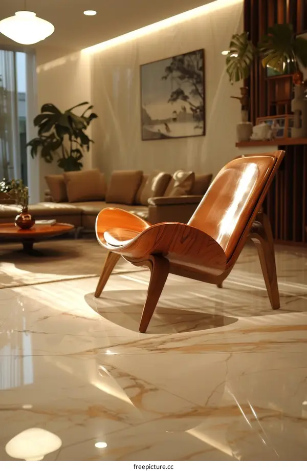 Mid-Century Modern Chair in Bright Airy Living Room