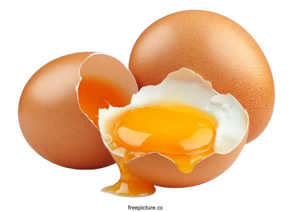 [Transparent Background PNG]Fresh Brown Eggs with Yolks
