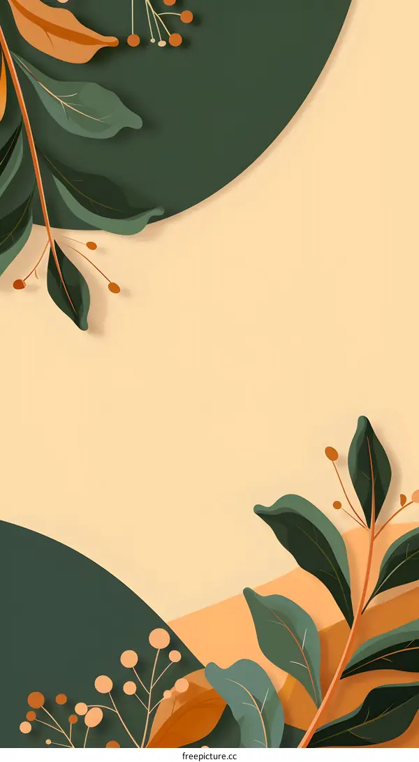Abstract Green and Orange Leaves Background Illustration