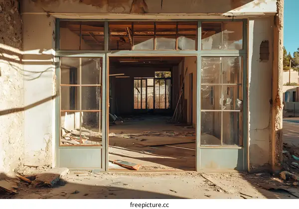 Abandoned Building With Open Doors