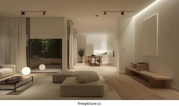 Minimalist Modern Living Room Interior Design with Wooden Floor