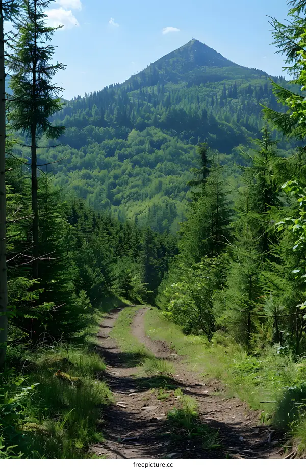 The path up to the top of the mountain