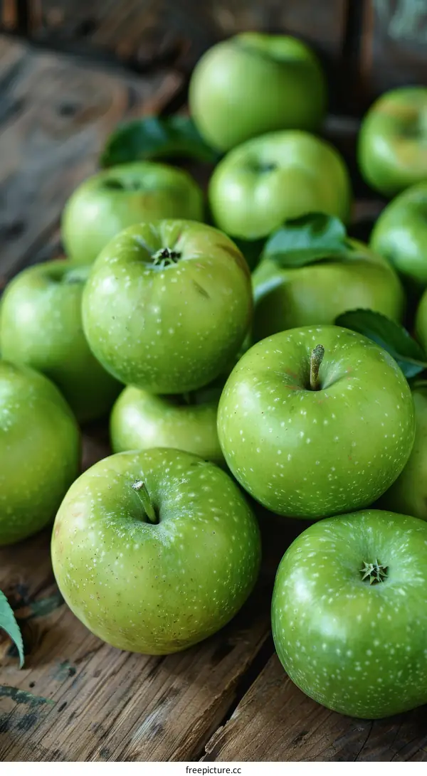 Fresh Green Apples in a Pile