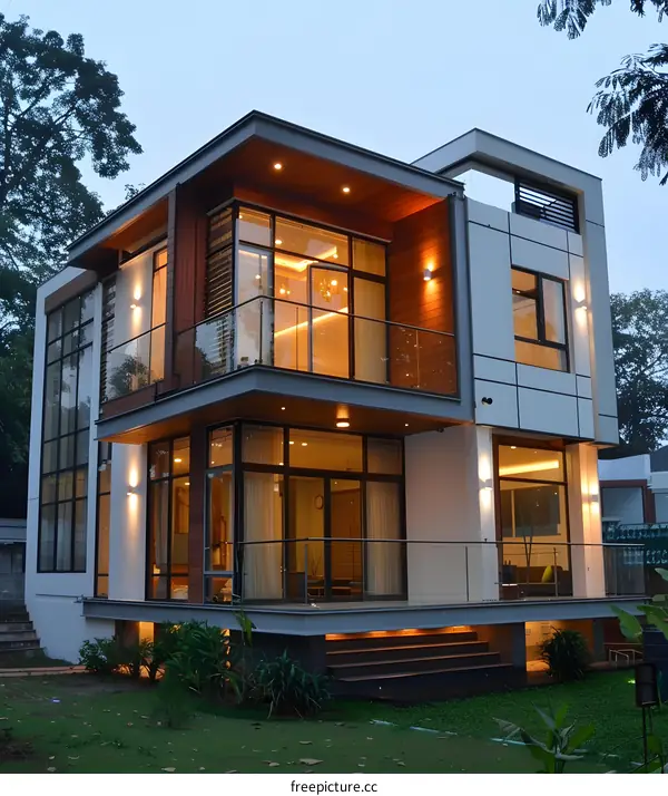 Modern Two Story House With Large Windows