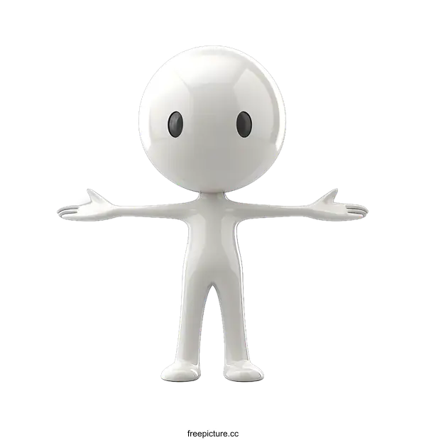[Transparent Background PNG]3d rendering of a white cartoon character