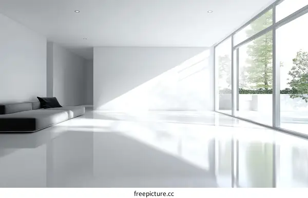 Modern Minimalist White Living Room Interior